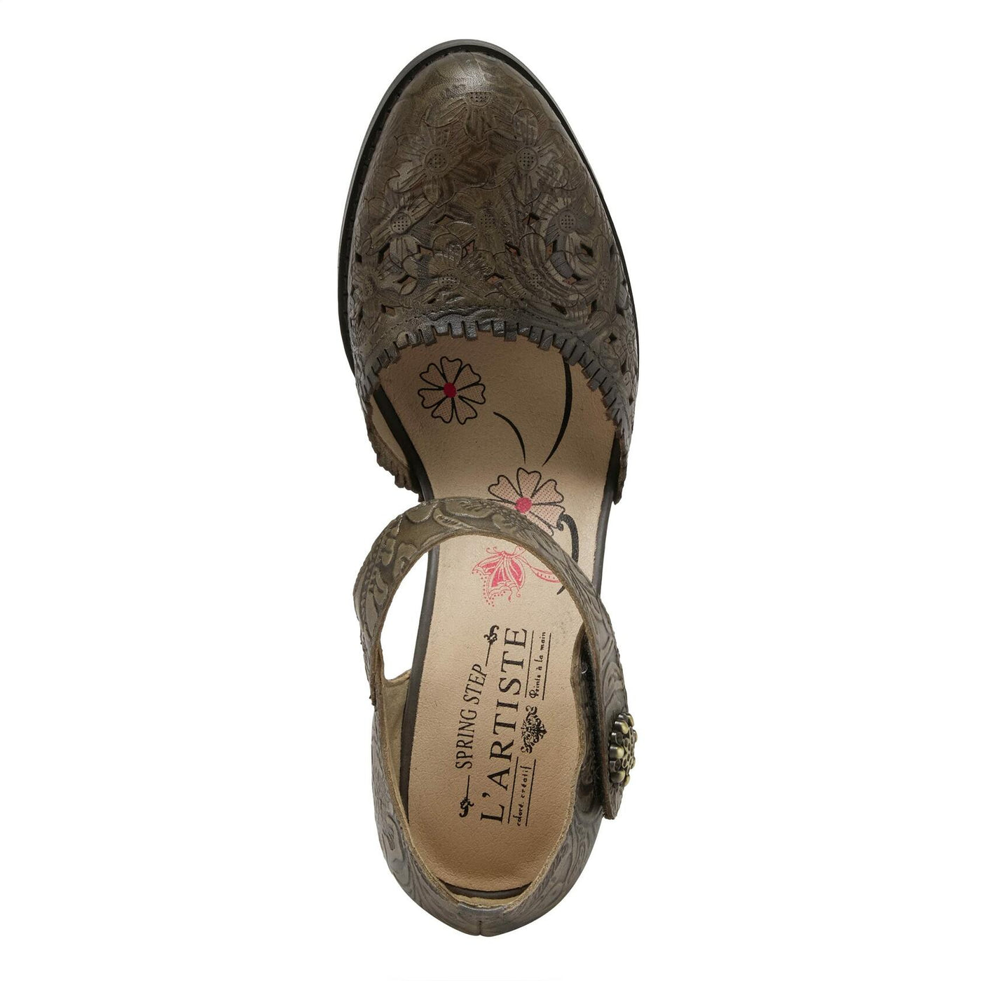 Spring Step L'Artiste Visionary Pump Shoes for Women | French Inspired Hand Painted Leather D'Orsay High Heels for Women with Ankle Strap Grey EU 42 / US 10.5-11