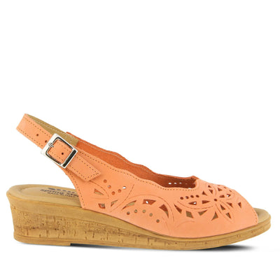 Spring Step Orella Slingback Sandals for Women - Leather Sandals with Adjustable Straps - Women's Sandals with Geometric Laser-Cut Detail