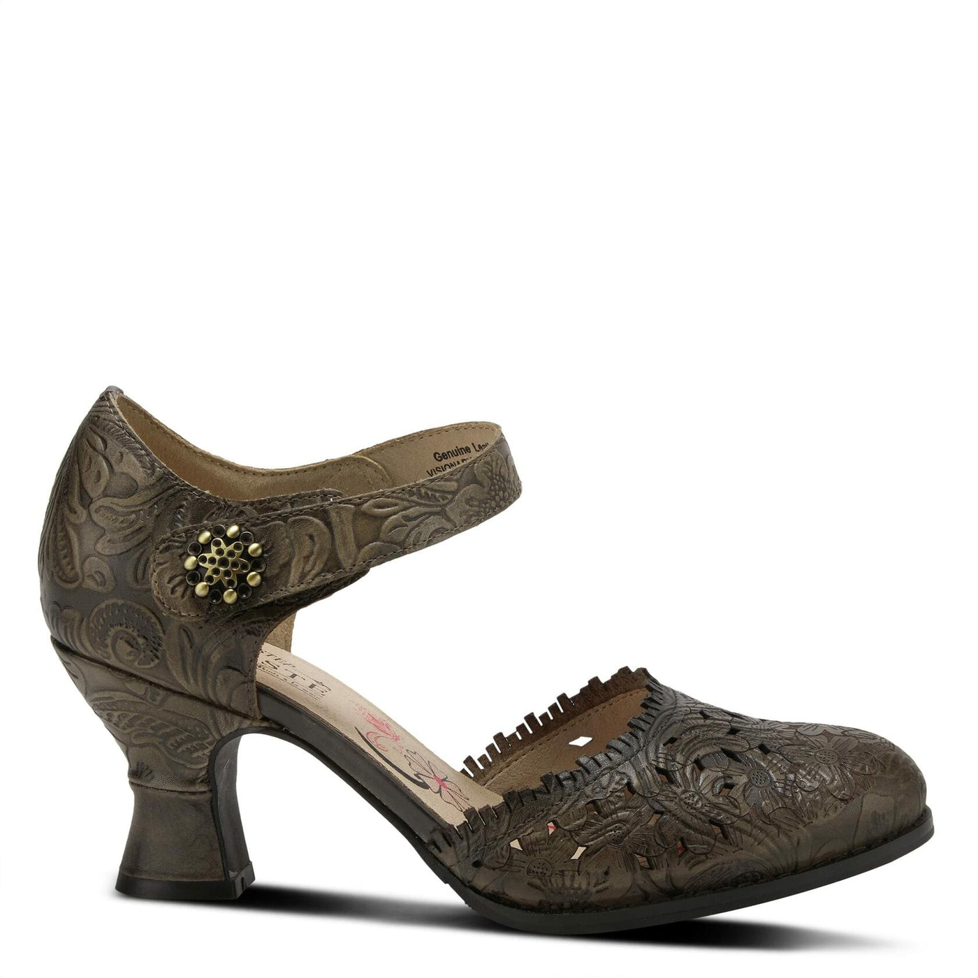 Spring Step L'Artiste Visionary Pump Shoes for Women | French Inspired Hand Painted Leather D'Orsay High Heels for Women with Ankle Strap Grey EU 40 / US 9