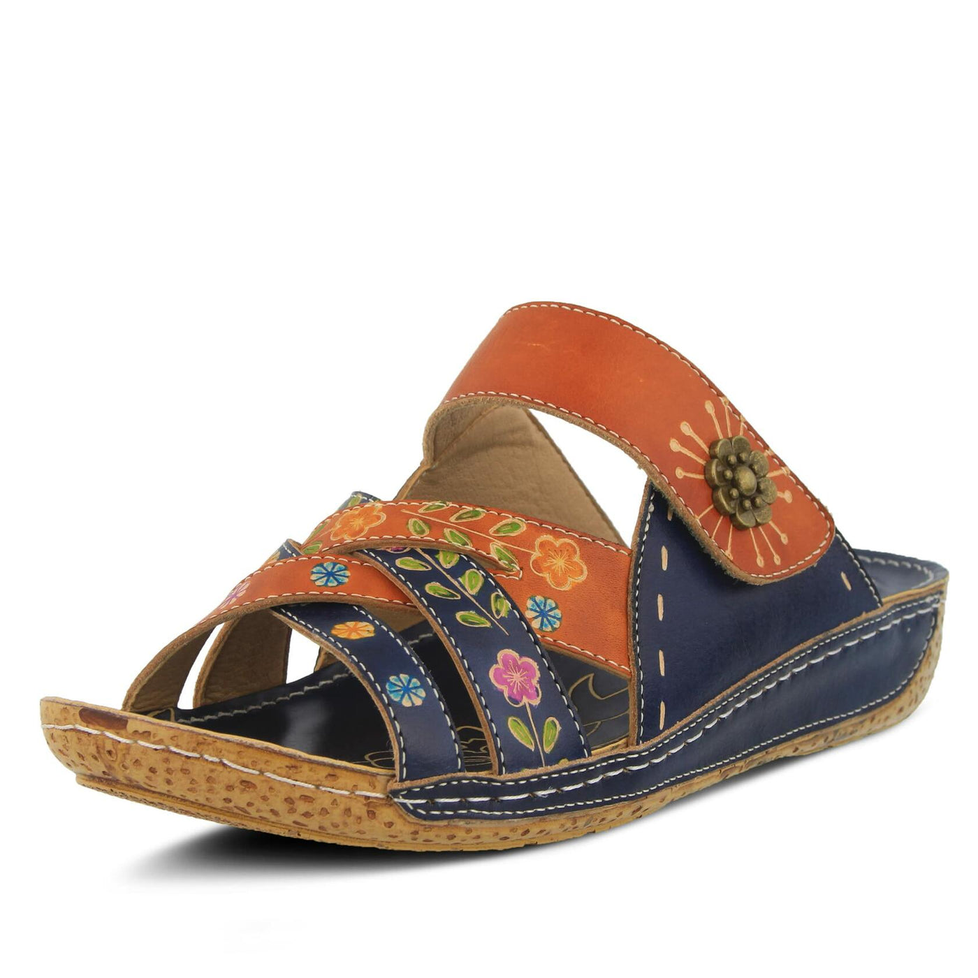 L'Artiste by Spring Step Women's LEIGH Sandals, navy multi 1, 42 M EU (US 10.5-11)