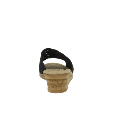 Spring Step Estella Women's Fashion Wedge Slide Sandals – Casual Leather Heel with Geometric Laser-Cut Detailing Black EU 41 / US 9.5-10