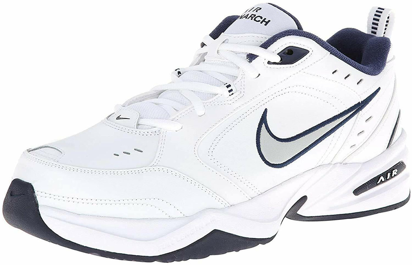 Nike Air Monarch IV Men White Cross Training White/Metallic Silver/Midnight Navy 10 US