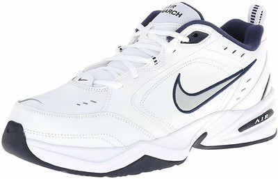 Nike Air Monarch IV Men White Cross Training White/Metallic Silver/Midnight Navy 10 US