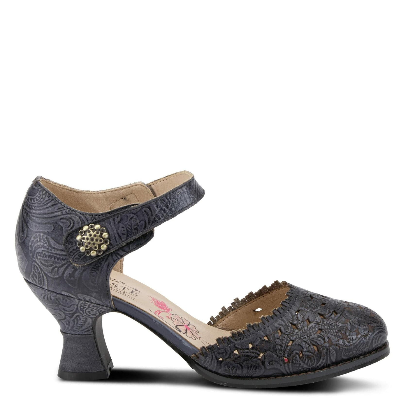 Spring Step L'Artiste Visionary Pump Shoes for Women | French Inspired Hand Painted Leather D'Orsay High Heels for Women with Ankle Strap Black EU 37 / US 6.5-7