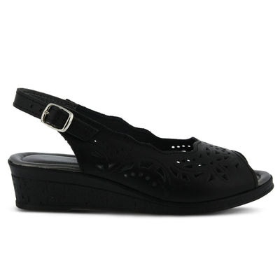 Spring Step Orella Slingback Sandals for Women - Leather Sandals with Adjustable Straps - Women's Sandals with Geometric Laser-Cut Detail - Black EU 42 / US 10.5-11