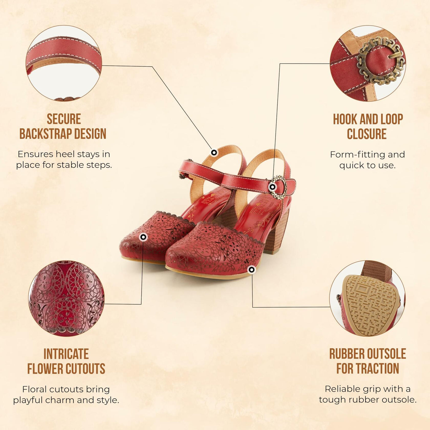 Spring Step L'Artiste Women's Eiloota Sandals Red EU 39 / US 8.5