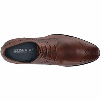 Spring Step Men's Charlie Leather Lace-Up Wingtip Shoe Brown