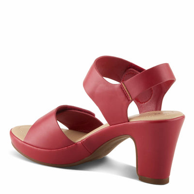PATRIZIA Women's DADE-SMOOTH Hook and Loop Sandals - Gold Button Accents, Wrapped Platform and Heel RED EU 41 / US 9.5-10