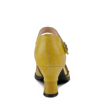 Spring Step L'Artiste Visionary Pump Shoes for Women | French Inspired Hand Painted Leather D'Orsay High Heels for Women with Ankle Strap Yellow EU 41 / US 9.5-10