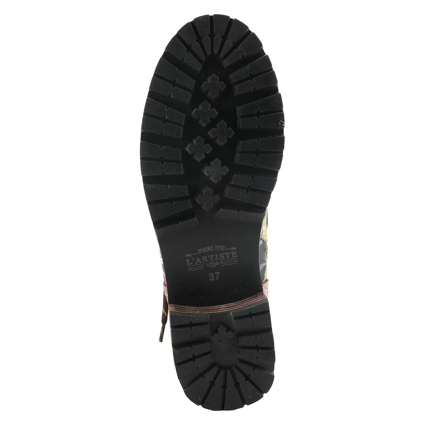 Spring Step L'Artiste Fantastic Booties for Women - Floral Hand Painted Womens Ankle Boots Low Heel - Everyday Wear Leather and Textile Western Booties Red Multi EU 35 / US 5