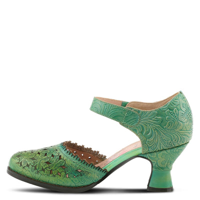 Spring Step L'Artiste Visionary Pump Shoes for Women | French Inspired Hand Painted Leather D'Orsay High Heels for Women with Ankle Strap Green EU 40 / US 9