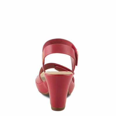 PATRIZIA Women's DADE-SMOOTH Hook and Loop Sandals - Gold Button Accents, Wrapped Platform and Heel RED EU 41 / US 9.5-10