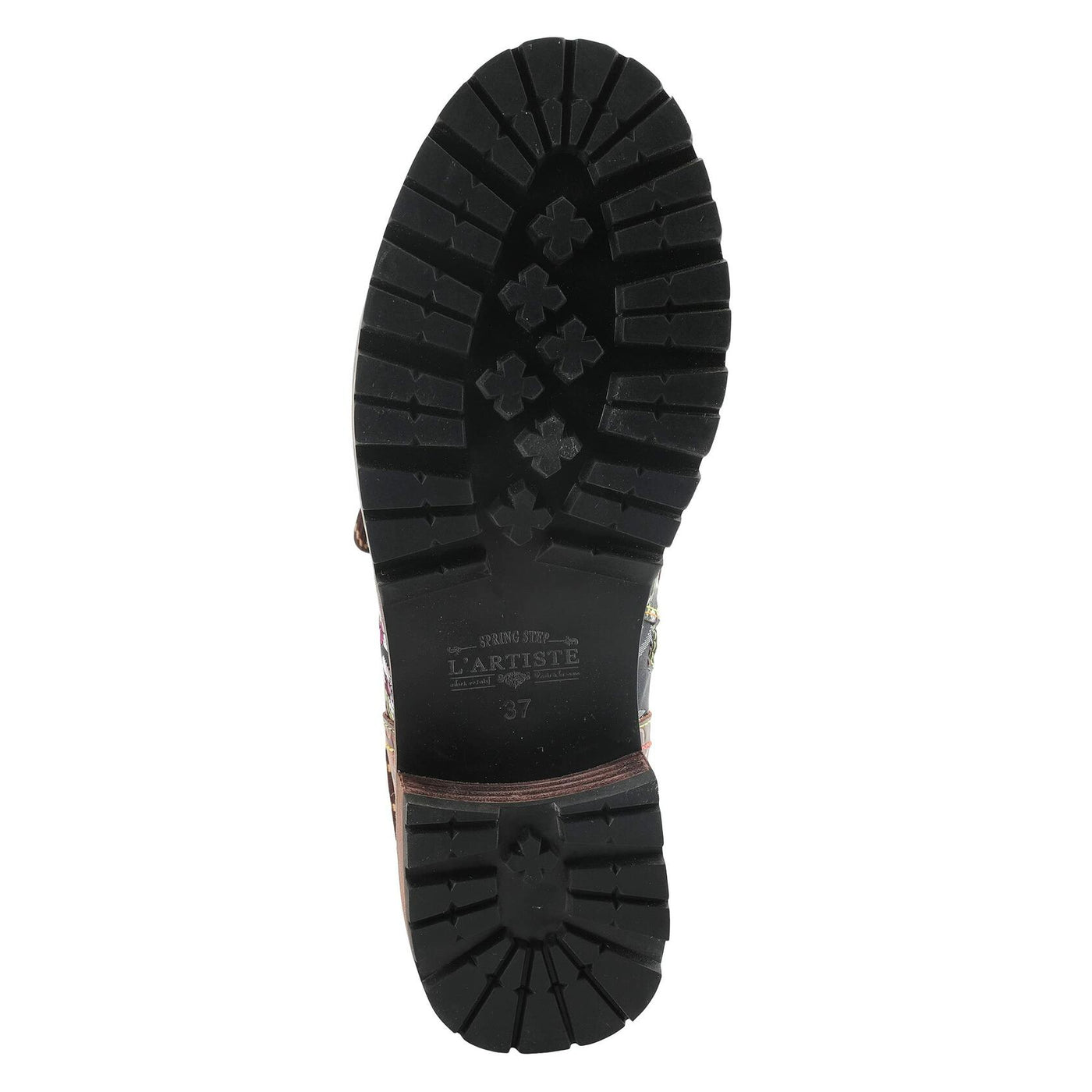 Spring Step L'Artiste Fantastic Booties for Women - Floral Hand Painted Womens Ankle Boots Low Heel - Everyday Wear Leather and Textile Western Booties Brown Multi EU 42 / US 10.5-11