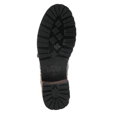 Spring Step L'Artiste Fantastic Booties for Women - Floral Hand Painted Womens Ankle Boots Low Heel - Everyday Wear Leather and Textile Western Booties Brown Multi EU 42 / US 10.5-11