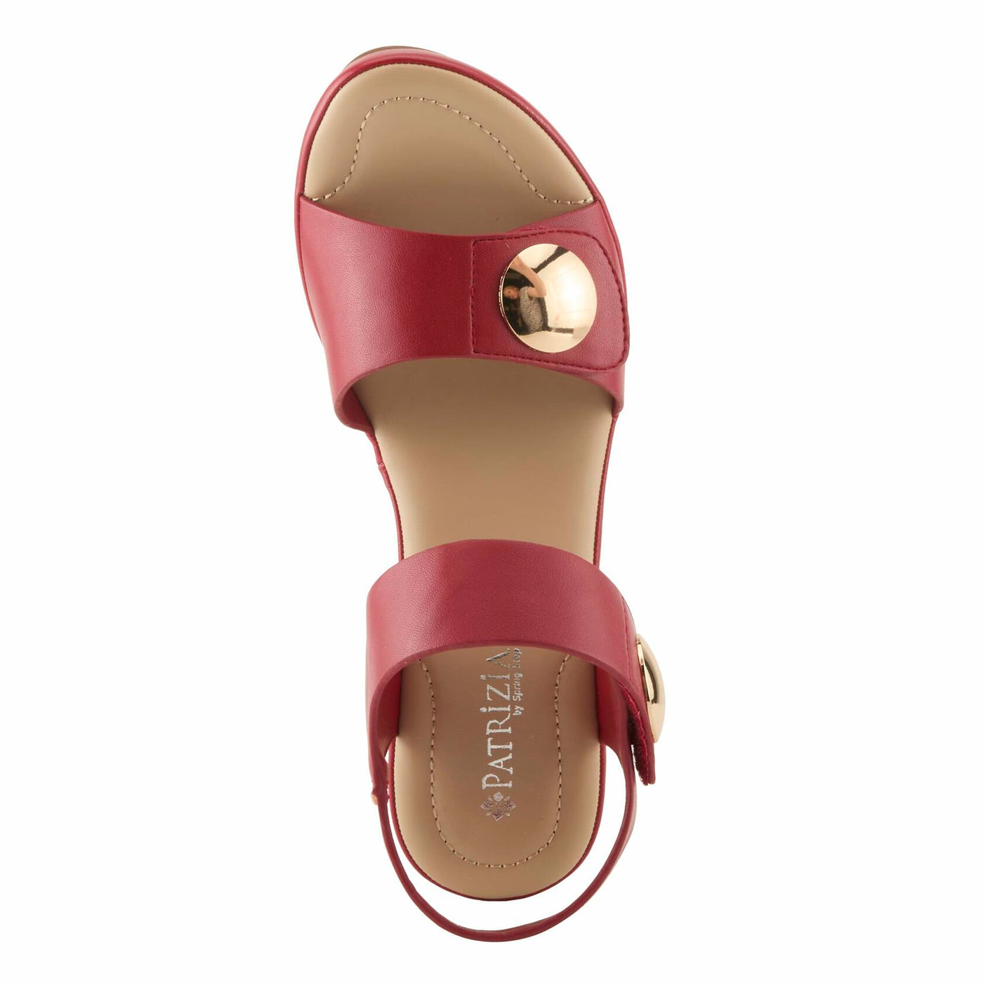 PATRIZIA Women's DADE-SMOOTH Hook and Loop Sandals - Gold Button Accents, Wrapped Platform and Heel RED EU 41 / US 9.5-10