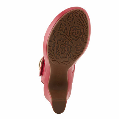 PATRIZIA Women's DADE-SMOOTH Hook and Loop Sandals - Gold Button Accents, Wrapped Platform and Heel RED EU 41 / US 9.5-10
