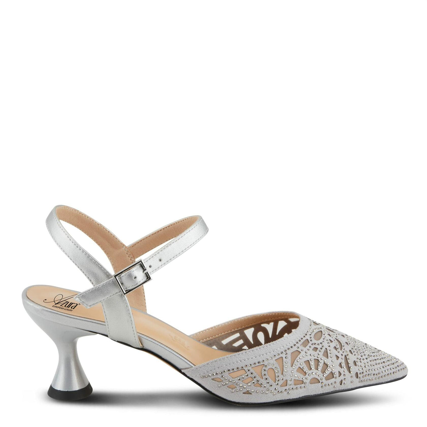 Azura Women's Delicate High Heel Sandal – Elegant Strappy Dress Shoes for Weddings, Parties & Formal Events – Comfortable Stiletto Heels with Adjustable Ankle Strap Silver EU 39/8.5