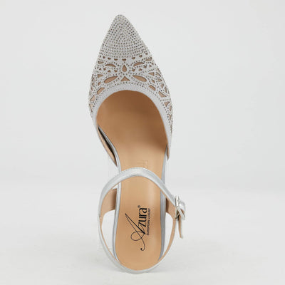 Azura Women's Delicate High Heel Sandal – Elegant Strappy Dress Shoes for Weddings, Parties & Formal Events – Comfortable Stiletto Heels with Adjustable Ankle Strap Silver EU 39/8.5