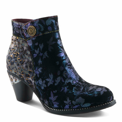 Spring Step L'Artiste Dessalynn Heeled Booties | Suede & Velvet Ankle Boots with Vintage Charm NAVY MULTI EU 39 / US 8.5