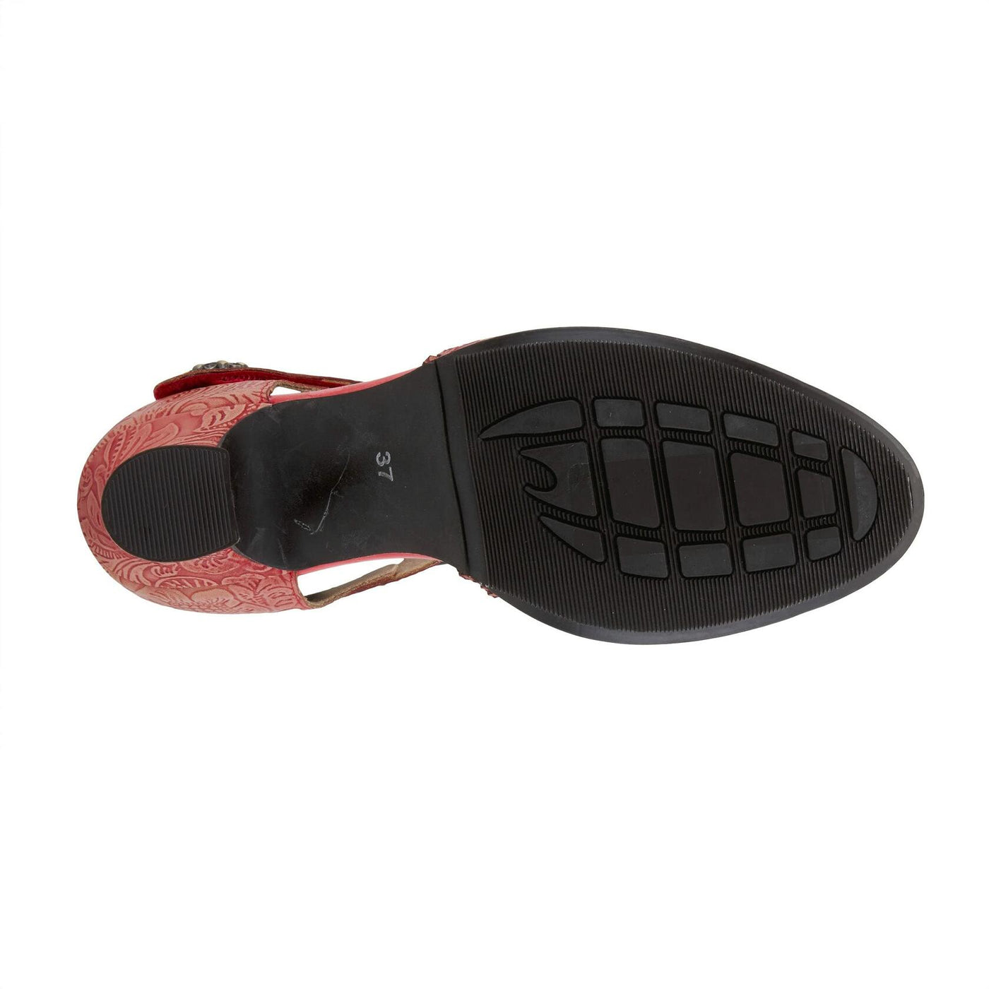 Spring Step L'Artiste Visionary Pump Shoes for Women | French Inspired Hand Painted Leather D'Orsay High Heels for Women with Ankle Strap Red EU 38 / US 7.5-8