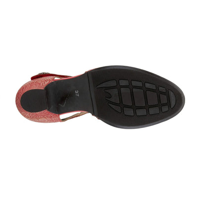 Spring Step L'Artiste Visionary Pump Shoes for Women | French Inspired Hand Painted Leather D'Orsay High Heels for Women with Ankle Strap Red EU 38 / US 7.5-8