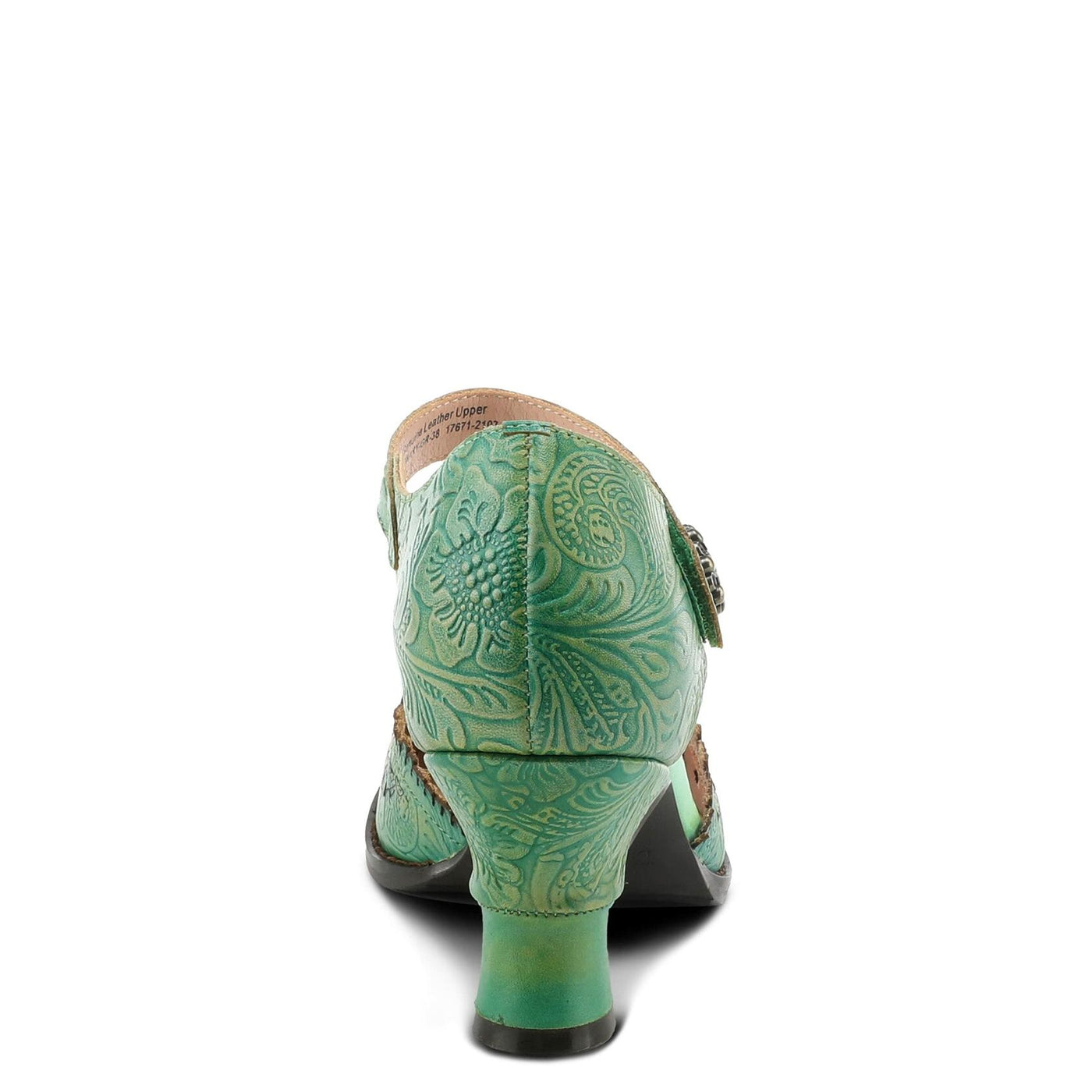 Spring Step L'Artiste Visionary Pump Shoes for Women | French Inspired Hand Painted Leather D'Orsay High Heels for Women with Ankle Strap Green EU 36 / US 5.5-6