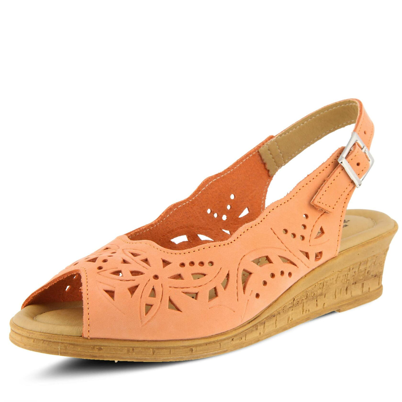 Spring Step Orella Slingback Sandals for Women - Leather Sandals with Adjustable Straps - Women's Sandals with Geometric Laser-Cut Detail