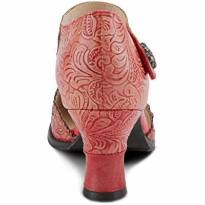 Spring Step L'Artiste Visionary Pump Shoes for Women | French Inspired Hand Painted Leather D'Orsay High Heels for Women with Ankle Strap Red EU 35 / US 5
