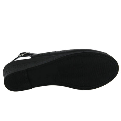 Spring Step Orella Slingback Sandals for Women - Leather Sandals with Adjustable Straps - Women's Sandals with Geometric Laser-Cut Detail - Black EU 38 / US 7.5-8