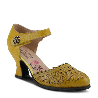 Spring Step L'Artiste Visionary Pump Shoes for Women | French Inspired Hand Painted Leather D'Orsay High Heels for Women with Ankle Strap Yellow EU 42 / US 10.5-11