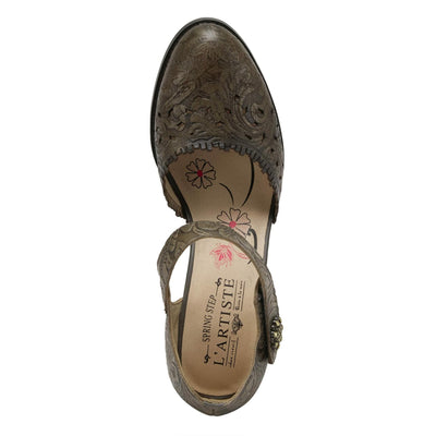 Spring Step L'Artiste Visionary Pump Shoes for Women | French Inspired Hand Painted Leather D'Orsay High Heels for Women with Ankle Strap Grey EU 37 / US 6.5-7