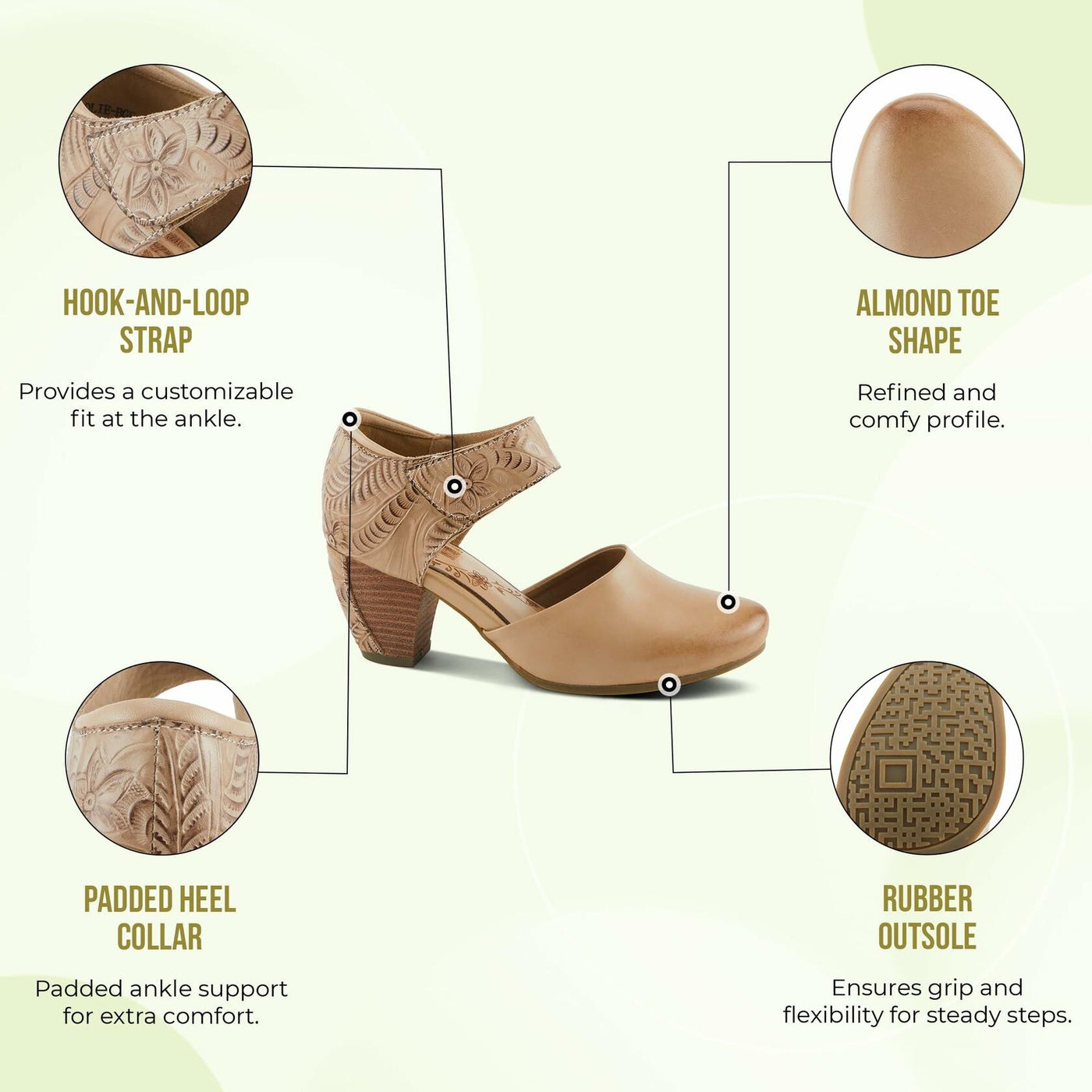 L'Artiste by Spring Step Women's Toolie Shoes, Beige, 5.5-6