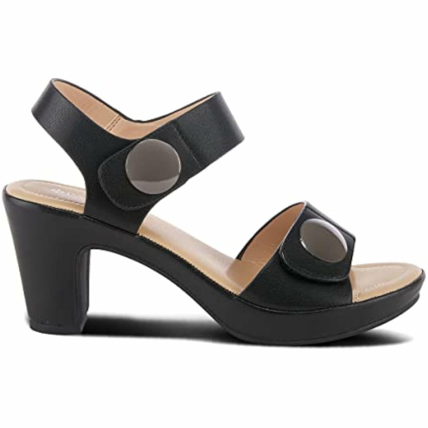 PATRIZIA Spring Step Dade Sandals for Women - Ladies Casual Platform Sandal with Hook and Loop - Slip-On Womens Sandals for Any Event - Black EU 40 / US 9