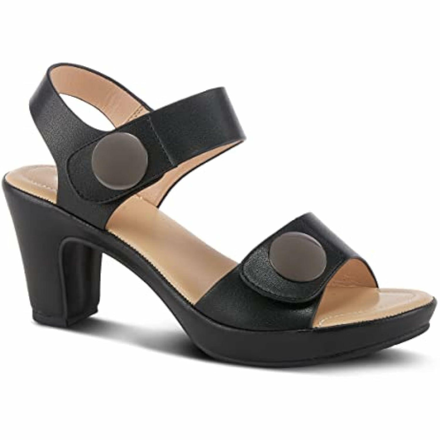 PATRIZIA Spring Step Dade Sandals for Women - Ladies Casual Platform Sandal with Hook and Loop - Slip-On Womens Sandals for Any Event - Black EU 40 / US 9