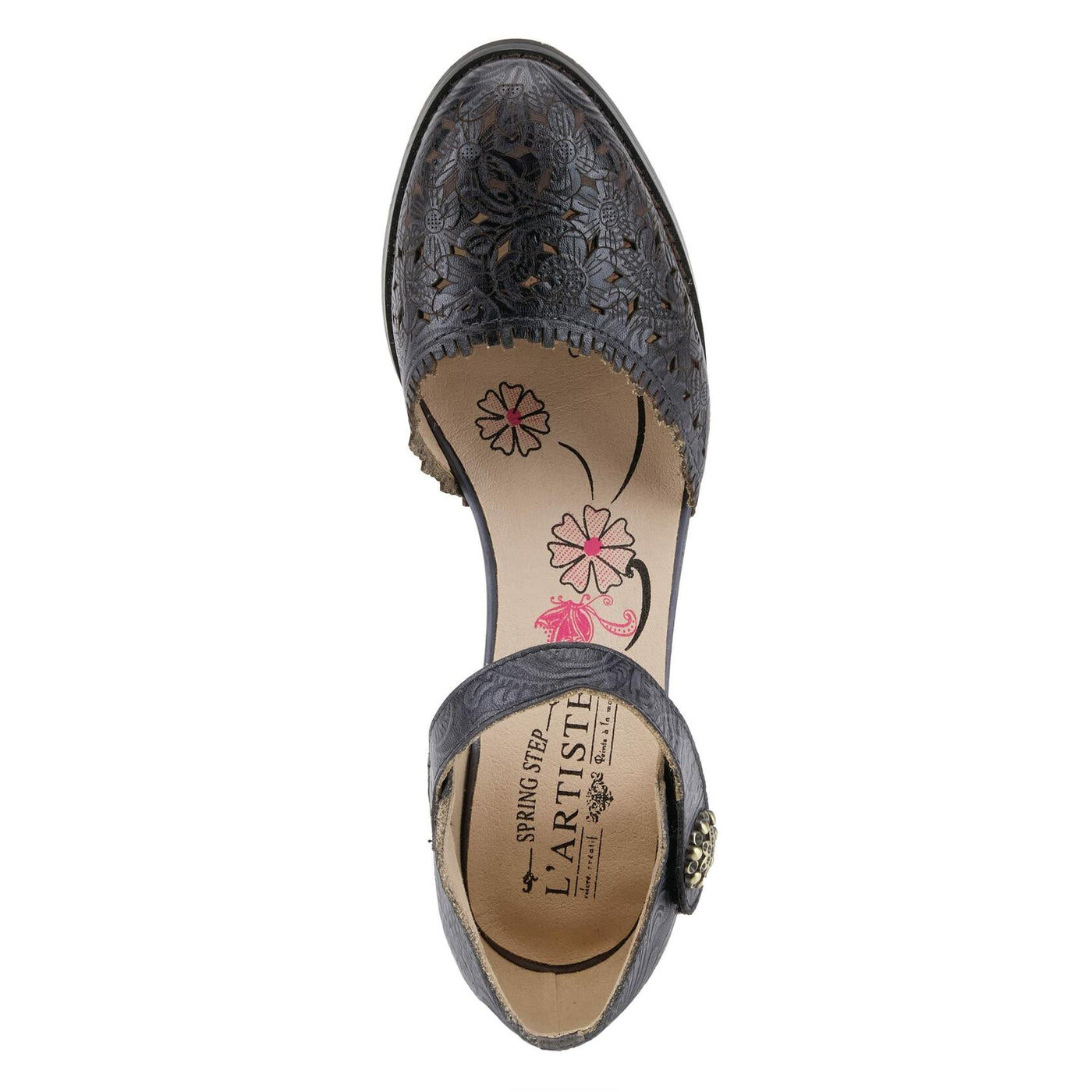 Spring Step L'Artiste Visionary Pump Shoes for Women | French Inspired Hand Painted Leather D'Orsay High Heels for Women with Ankle Strap Black EU 42 / US 10.5-11