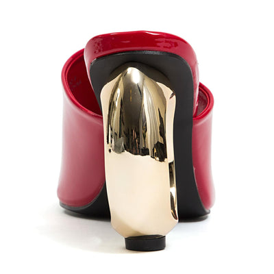 Ninety Union Jloo Open Toe Slide With Circular Metallic Heel, Red, 7