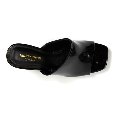 Ninety Union Jloo Open Toe Slide With Circular Metallic Heel, Black, 5