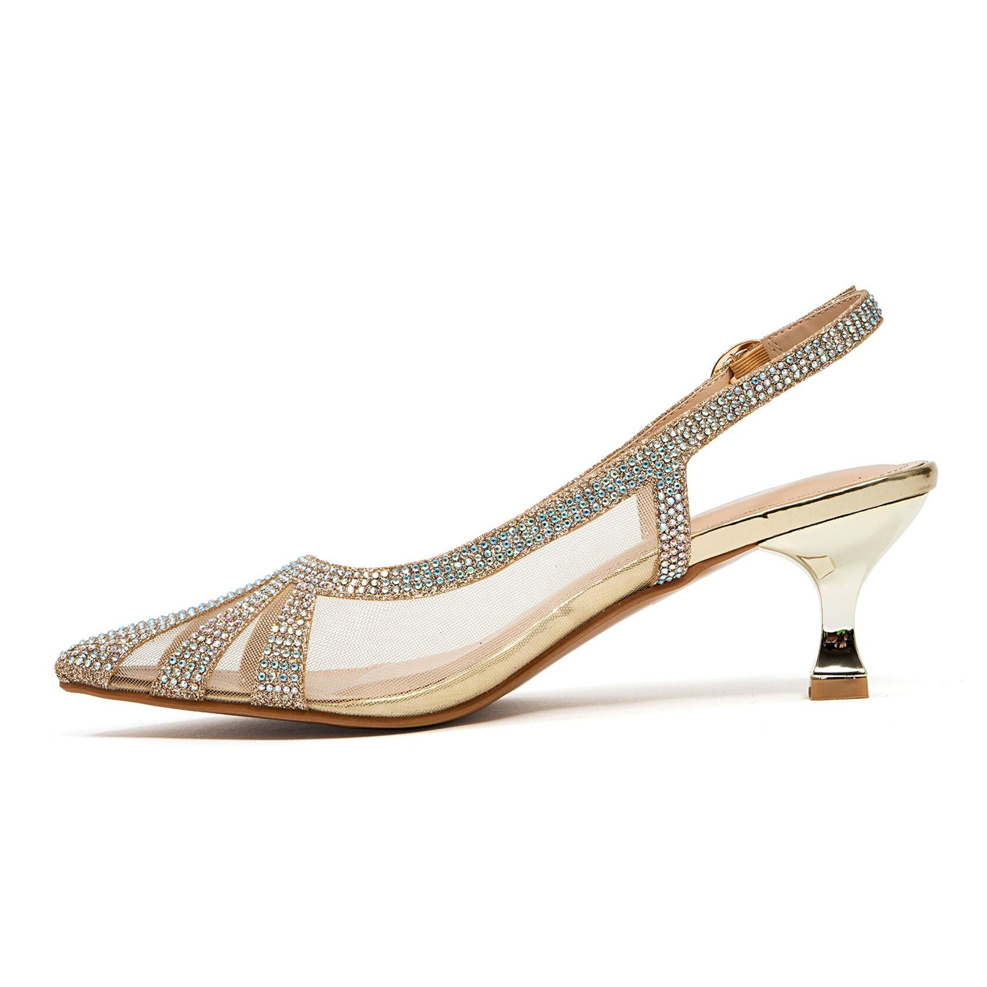 Ninety Union Macy Rhinestone Trimmed Sling Back, Gold, 8
