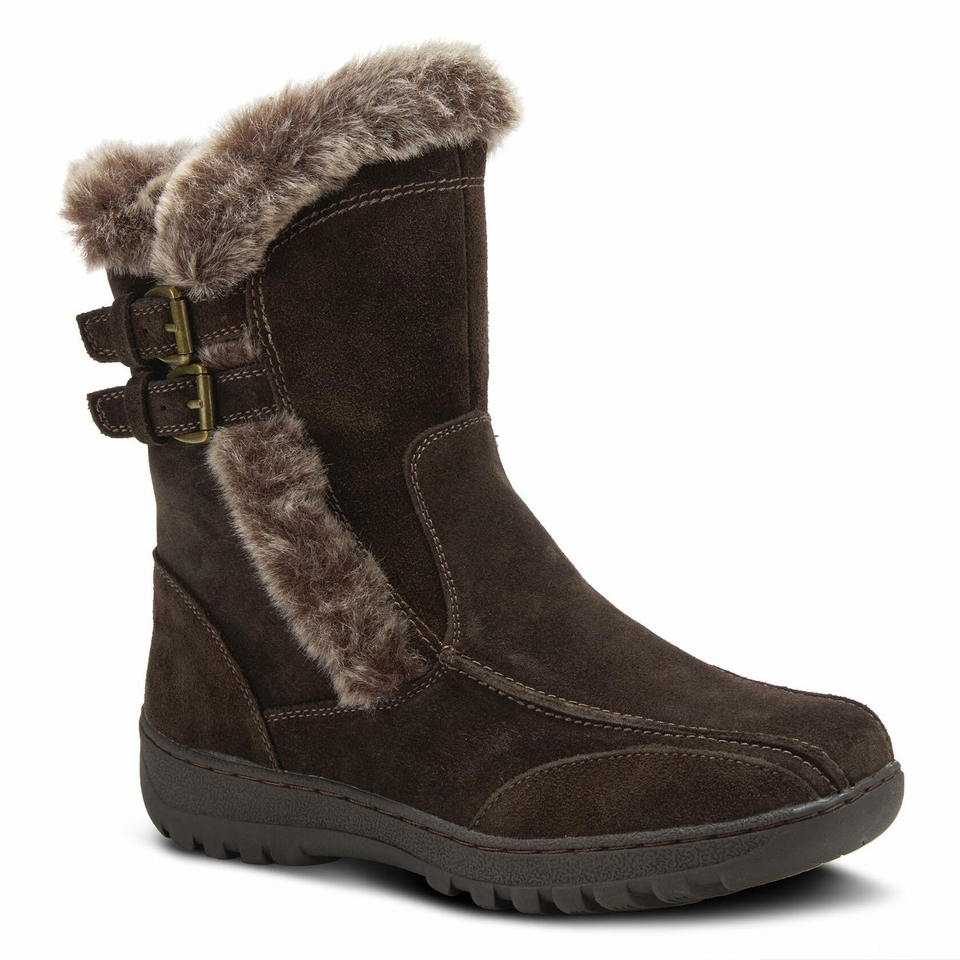 Spring Step Achieve Ankle Boots for Women - Waterproof Ladies Winter Boots with Faux Fur Trim - Women's Boots with Inside Zipper Closure - Brown Nubuck EU 37 / US 6.5-7