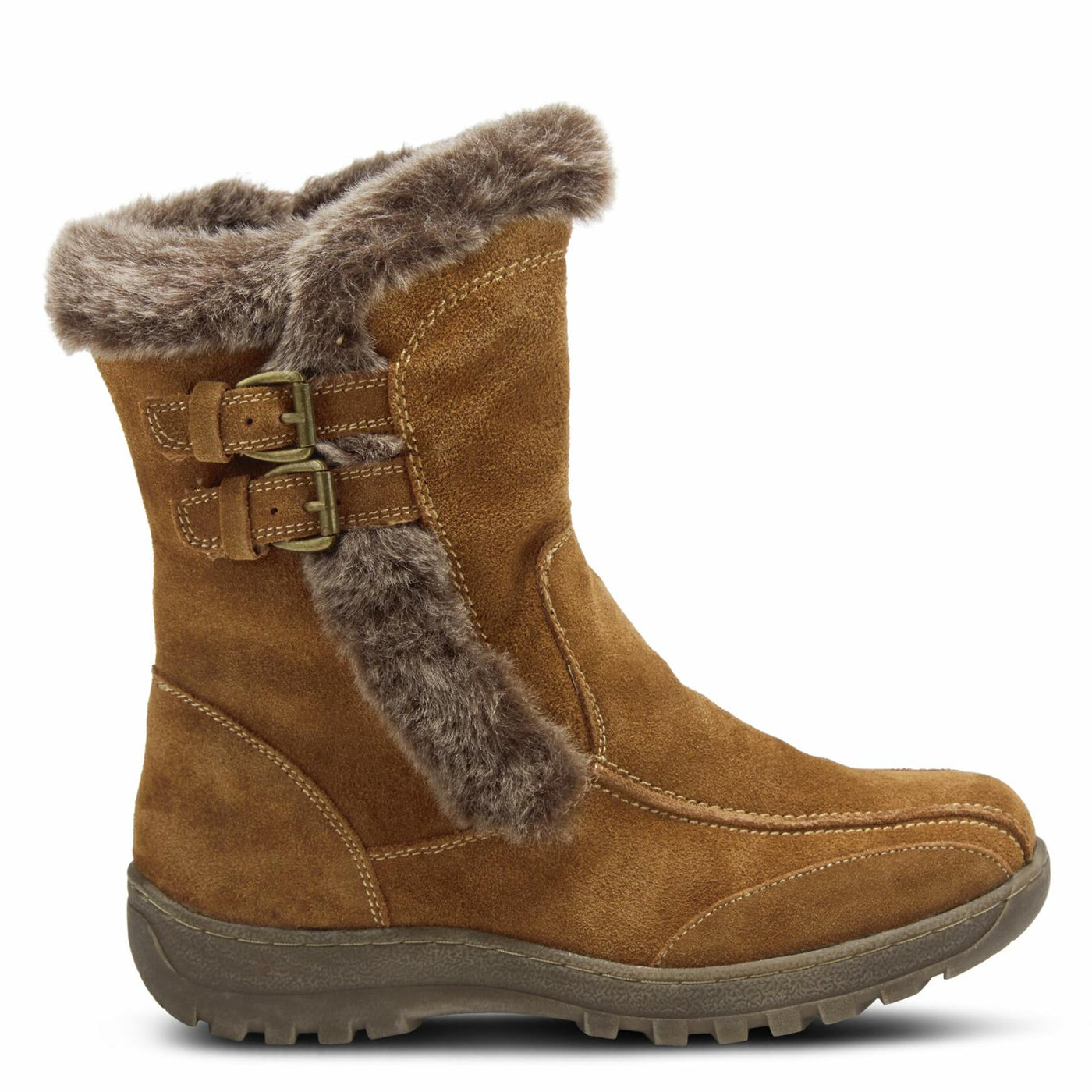 Spring Step Achieve Ankle Boots for Women - Waterproof Ladies Winter Boots with Faux Fur Trim - Women's Boots with Inside Zipper Closure - Camel Multi EU 37 / US 6.5-7