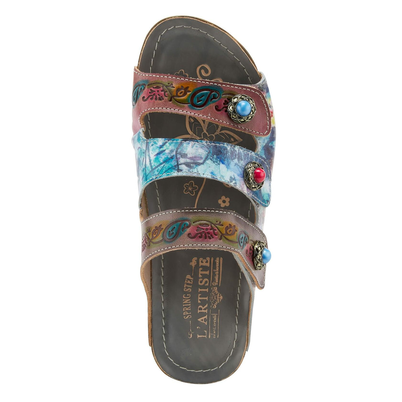 Spring Step L'Artiste Women's Castlewalk Slide Sandal Grey Multi EU 39 / US 8.5
