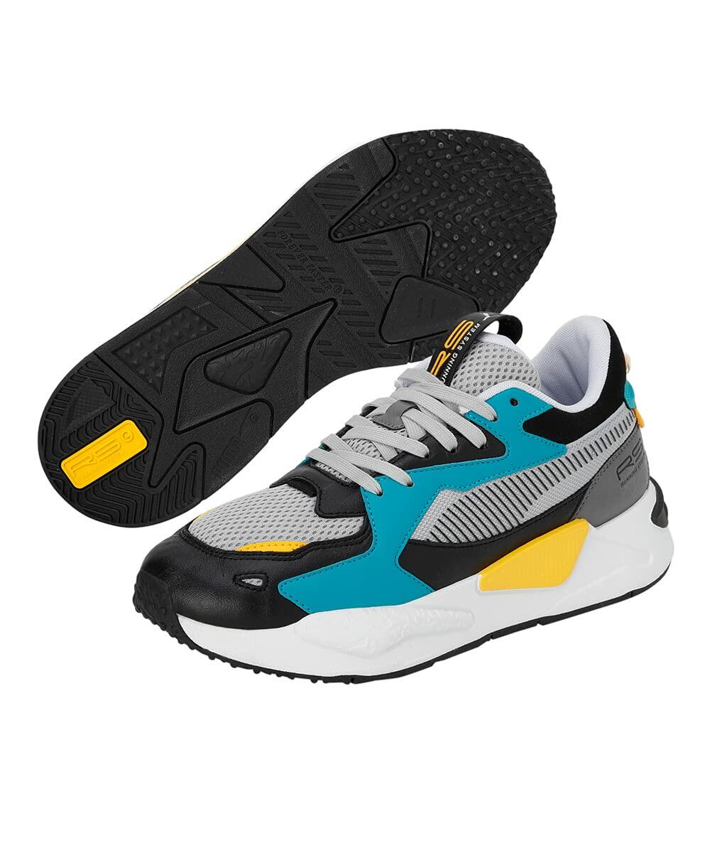 PUMA Unisex's Rs-z Core Sneaker, Black Castlerock Blue Coral, 7.5