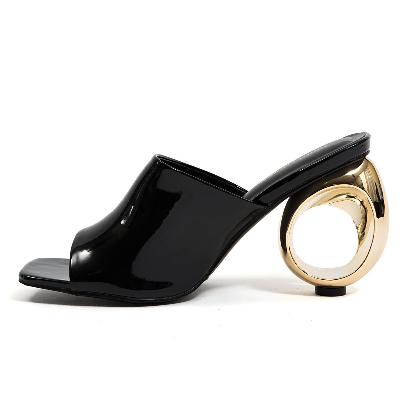 Ninety Union Jloo Open Toe Slide With Circular Metallic Heel, Black, 11
