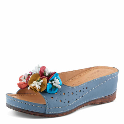 Spring Step Women's Flowerchild Slide Sandal Blue EU 37 / US 6.5-7