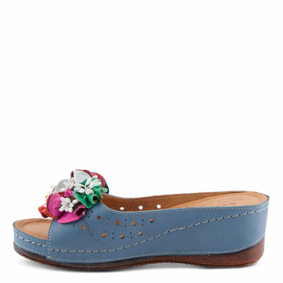 Spring Step Women's Flowerchild Slide Sandal Blue EU 37 / US 6.5-7