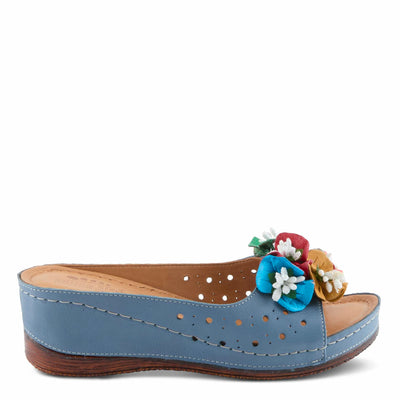 Spring Step Women's Flowerchild Slide Sandal Blue EU 37 / US 6.5-7