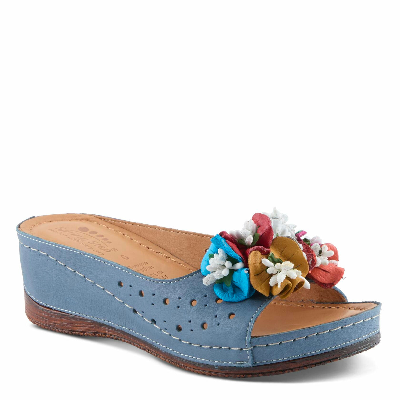 Spring Step Women's Flowerchild Slide Sandal Blue EU 37 / US 6.5-7