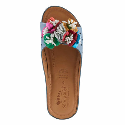 Spring Step Women's Flowerchild Slide Sandal Blue EU 37 / US 6.5-7