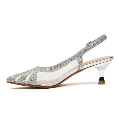Ninety Union Macy Rhinestone Trimmed Sling Back, Silver, 12