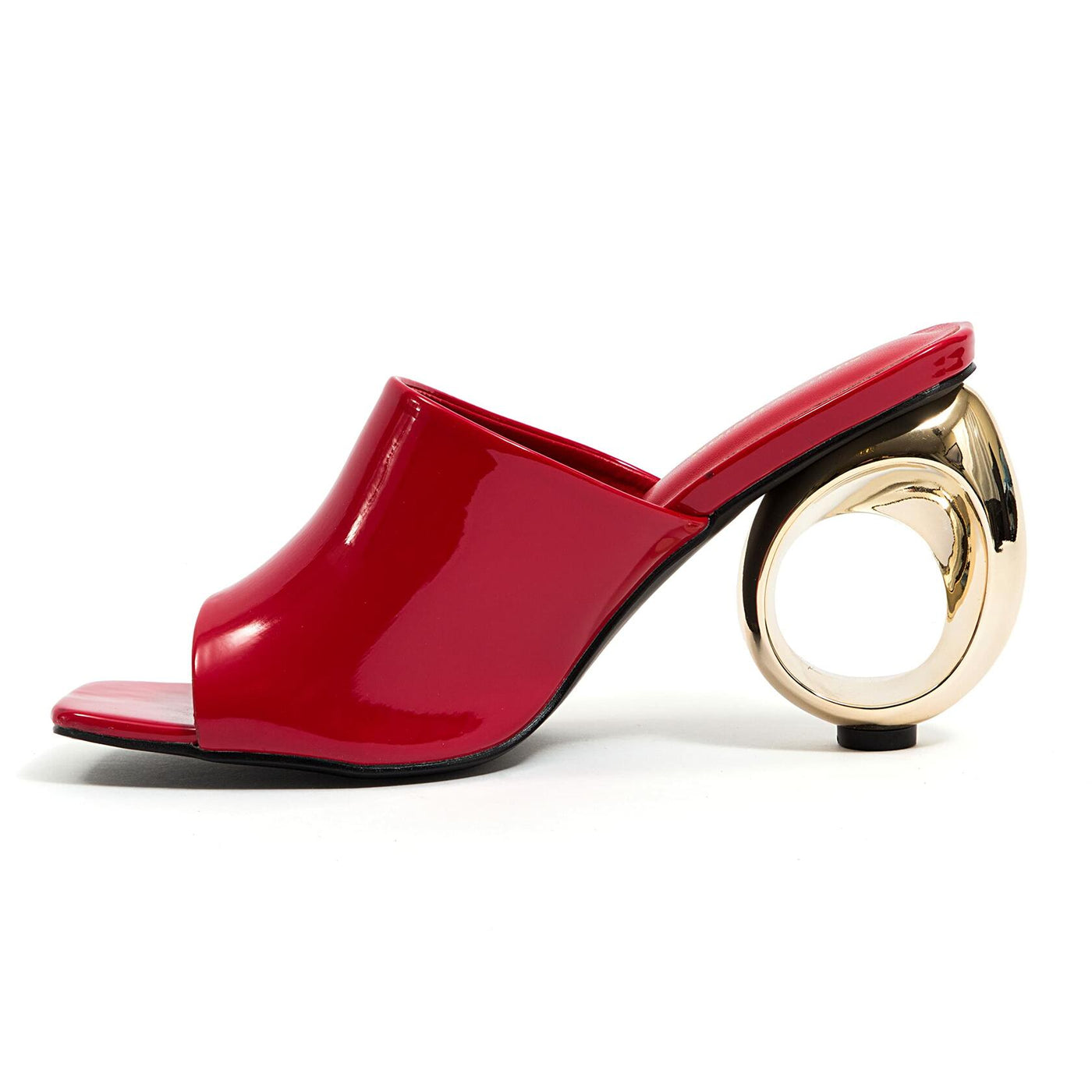 Ninety Union Jloo Open Toe Slide With Circular Metallic Heel, Red, 10